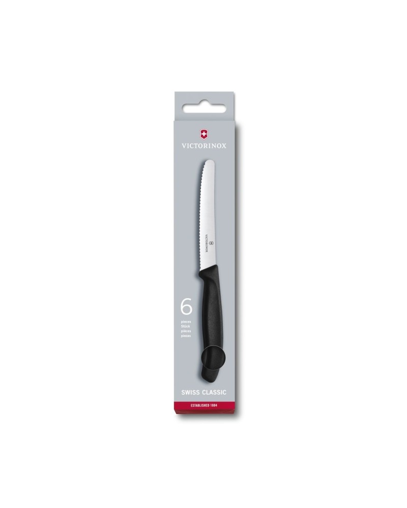 7611160058874 - VICTORINOX Gemüsemesser silber schwarz glänzend poliert Klinge 100 cm - 6 Stück