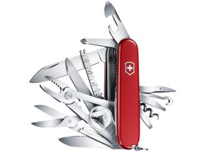 7611160106117 - VICTORINOX Taschenmesser Swiss Champ mit Lederetui ABS Cellidor rot