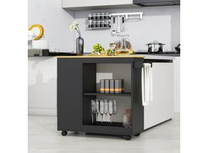 7611280765690 - 105B 38H 89 cm Esstisch-Sideboard Sideboard offenes Aufbewahrungskonzept mit 4 leisen Rollen geeignet für Küche Esszimmer Mikrowellenregal