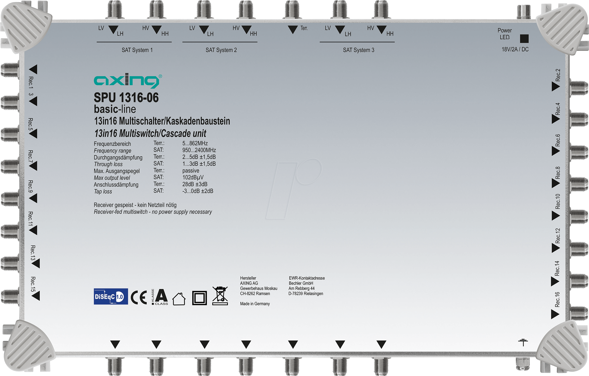 7611682005455 - SPU 1316-06 - Multischalter 13 in 16 Kaskadebaustein basic-line