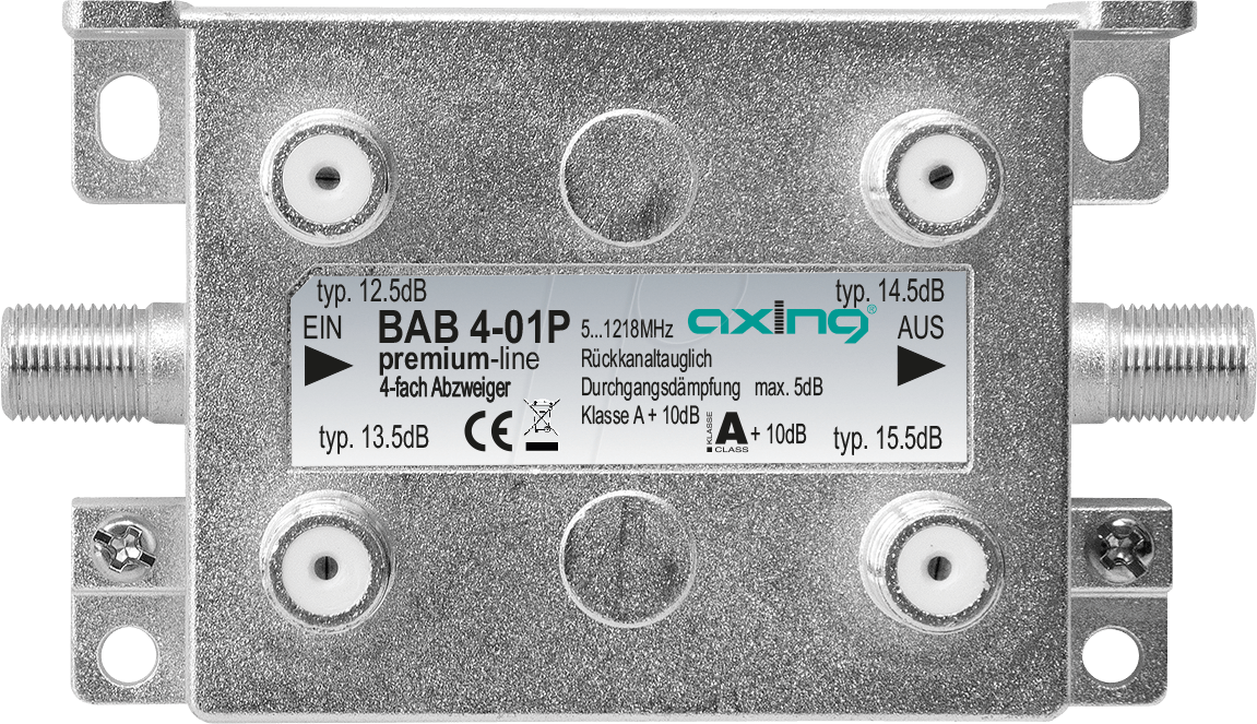 7611682005929 - BAB 4-01P - Abzweiger 5-1218 MHz 4-fach 125 - 155 dB