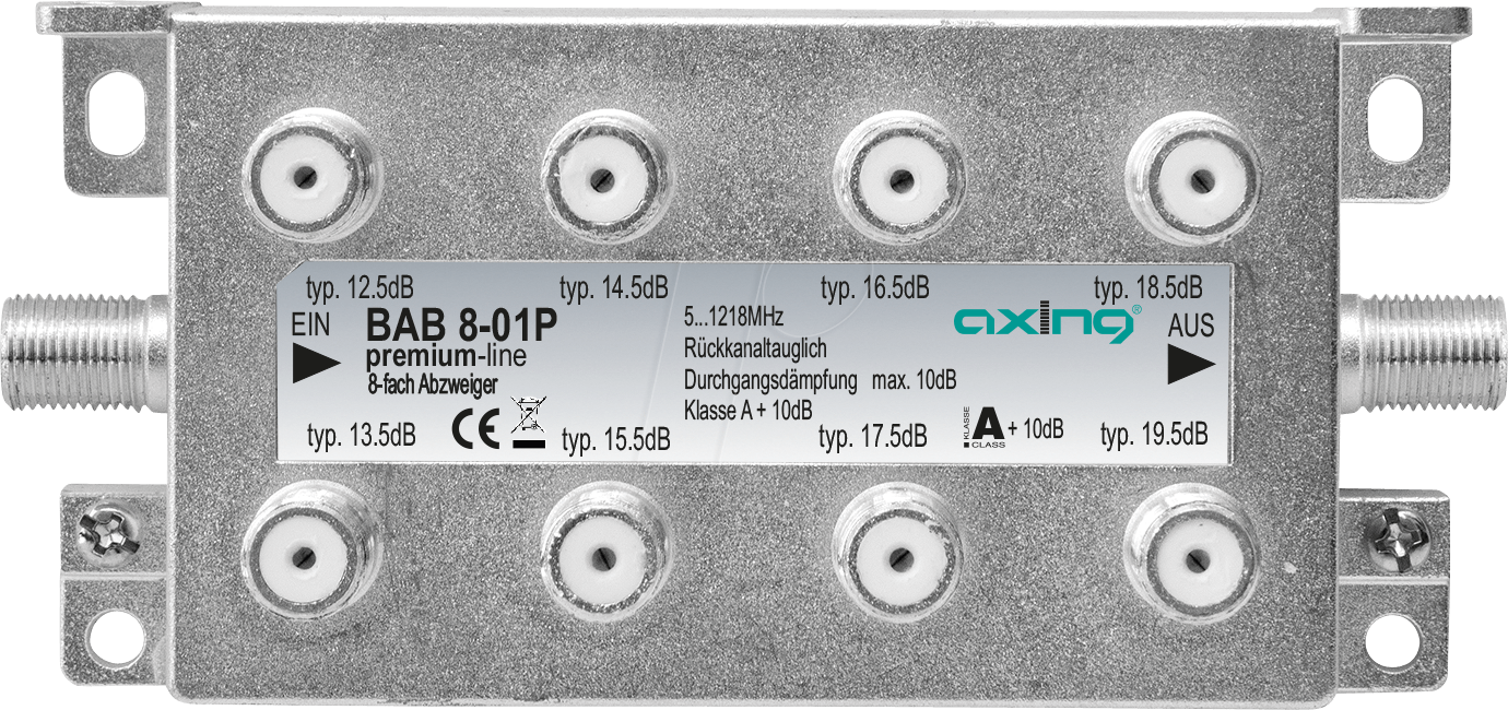 7611682005943 - BAB 8-01P - Abzweiger 5-1218 MHz 8-fach 125 - 195 dB