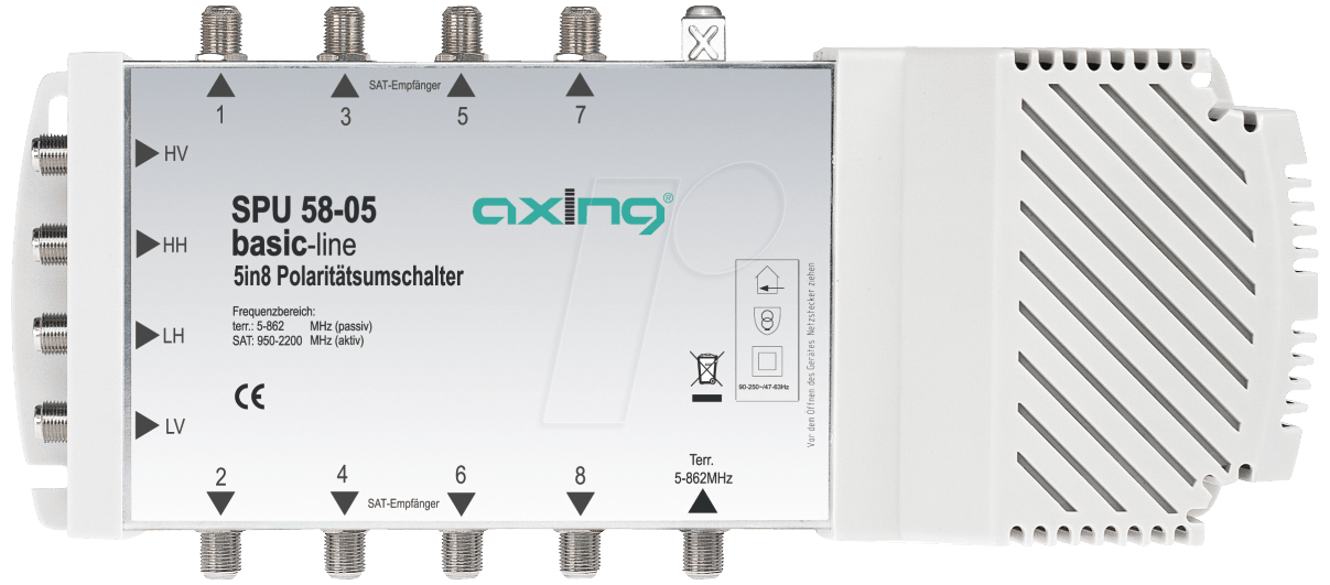 7611682130591 - SPU 58-05 SAT Multischalter Eingänge (Multischalter) 5 (4 SAT 1 terrestrisch) Teilnehmer-Anzahl 8 Quad-LNB-tauglich