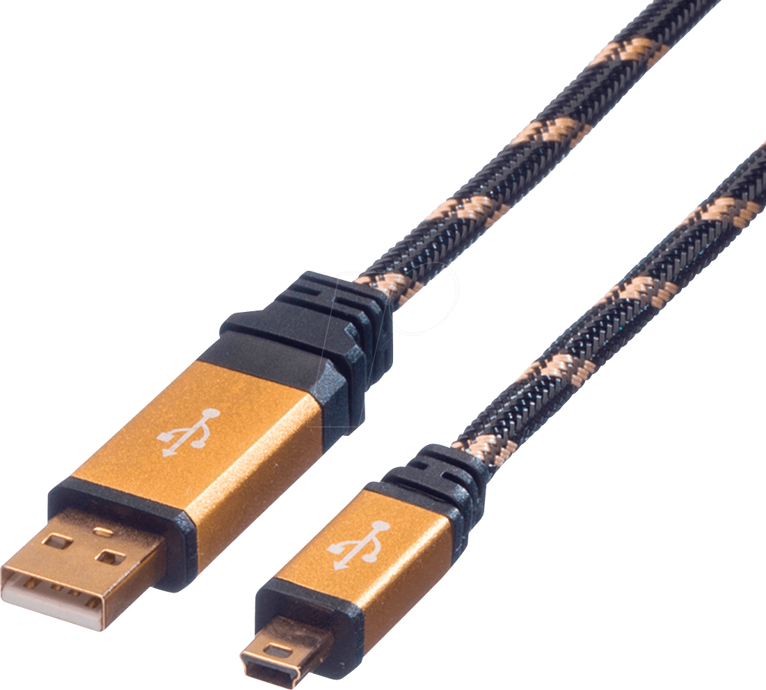 7611990110032 - Gold usb 20 Kabel Typ a - 5-Pin Mini 18m (11028822) (11028822) - Roline