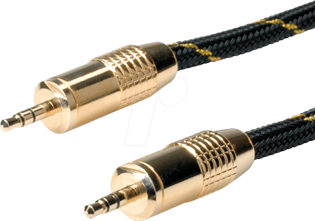 7611990112135 - Roline 11094285 Klinke Audio Anschlusskabel [1x Klinkenstecker 35 mm - 1x Klinkenstecker 35 mm] 500 m Schwarz Gold Geschirmt