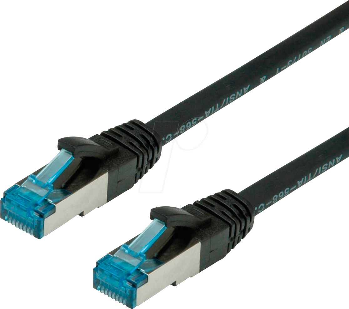 7611990123667 - VALUE - Patch-Kabel - RJ-45 (M) bis RJ-45 (M) - 50 cm - SFTP PiMF - CAT 6a - halogenfrei geformt ohne Haken gestranded - Schwarz