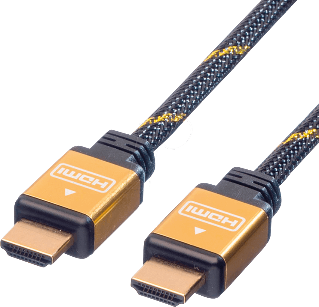 7611990125630 - Roline HDMI Anschlusskabel HDMI-A Stecker 1500 m Schwarz Gold 11045508 doppelt geschirmt vergoldete Steckkontakte HDMI-Kabel