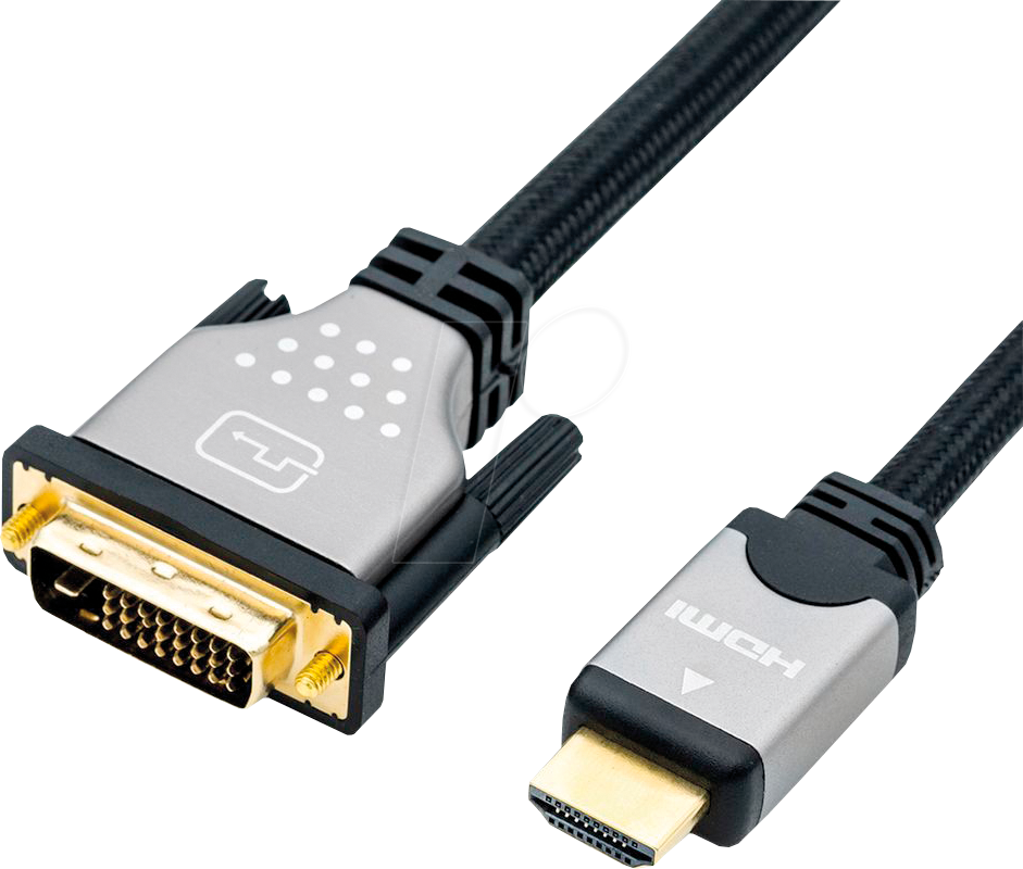 7611990145102 - Roline DVI   HDMI Anschlusskabel DVI-D 24+1pol Stecker HDMI-A Stecker 750 m Schwarz Silber 11045874 Geschirmt beidseitig verwendbarer Stecker DVI-Kabel