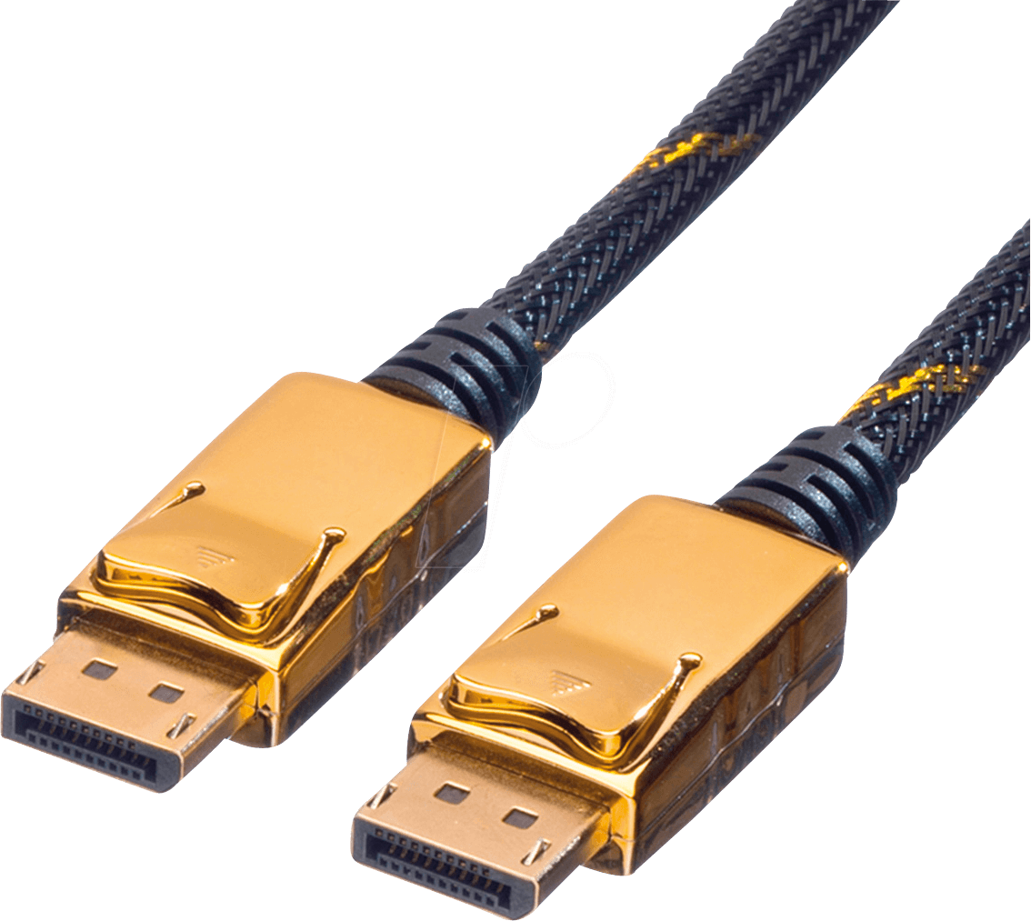 7611990151080 - Roline DisplayPort Anschlusskabel DisplayPort Stecker DisplayPort Stecker 1000 m Schwarz Gold 11045649 Geschirmt DisplayPort-Kabel