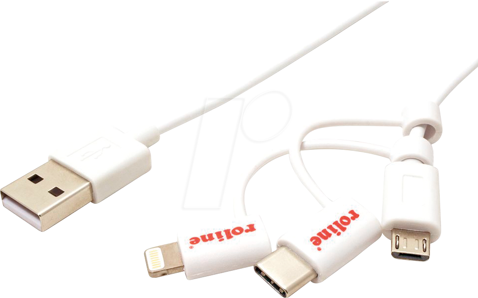 7611990161379 - Roline USB-Kabel USB 20 USB-A Stecker Apple Lightning Stecker USB-Micro-B Stecker USB-C® Stecker 100 m Weiß Geschirmt 11028329