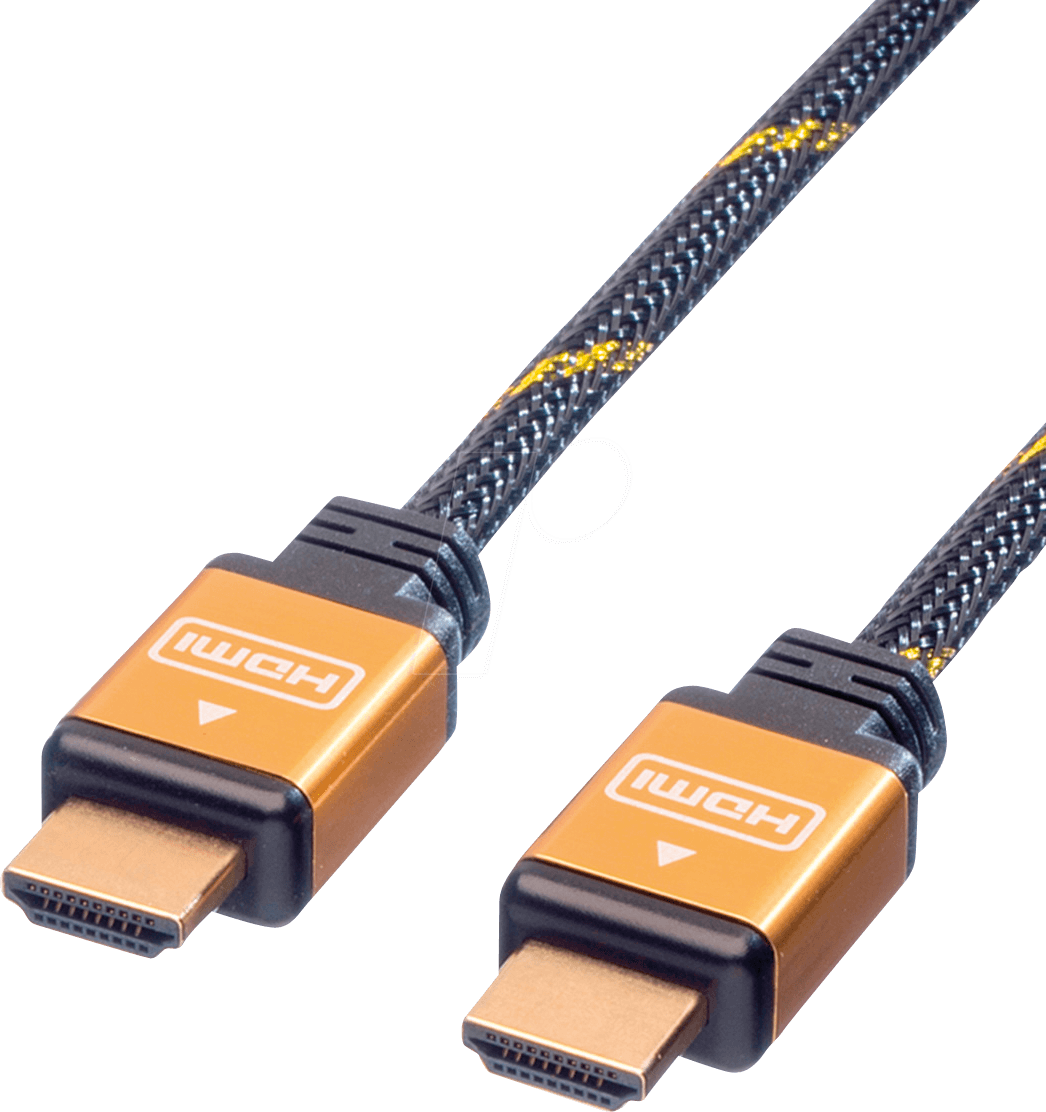 7611990192236 - Roline HDMI Anschlusskabel HDMI-A Stecker 1000 m Schwarz Gold 11045566 doppelt geschirmt vergoldete Steckkontakte HDMI-Kabel
