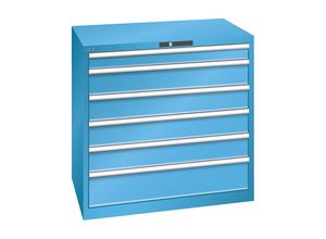 7612269001730 - LISTA Schubladenschrank Stahlblech HxB 1000 x 1023 mm 6 Schubladen Tragkraft 200 kg lichtblau
