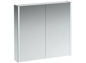 7612738318543 - Laufen Frame 25 Spiegelschrank Beleuchtung senkrecht Anschlag außen 750x800 Ambiente Licht Ausführung Glas weiß   hinterlackiert