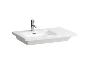 7612738348632 - Laufen Living Square Waschtisch asymmetrisch Ablage rechts ohne Hahnloch mit Überlauf 750x480 weiß - H8174380001091