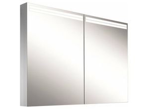 7612966387793 - Arangaline led Lichtspiegelschrank 2 Doppelspiegeltüren 90x70x12cm 1604900241 Ausführung CH-Norm Korpus silber eloxiert - 1604900150