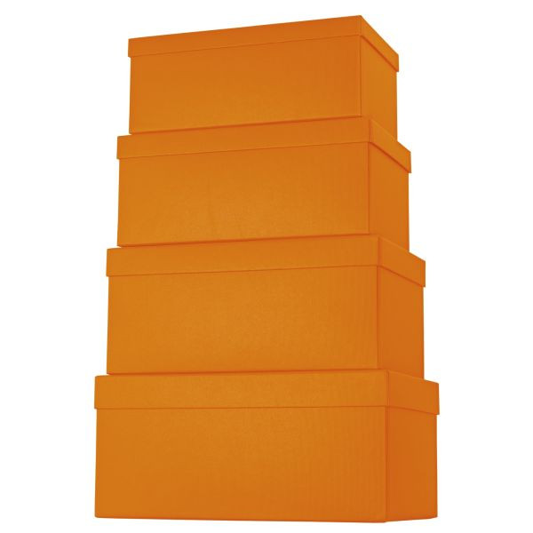 7613074024525 - Geschenkkarton One Colour hoch 4-teilig mit Rillenprägung orange 7613074024525 STEWO 4 Stück