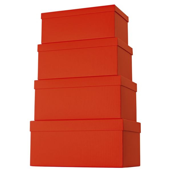 7613074024532 - Geschenkkarton One Colour hoch 4-teilig mit Rillenprägung rot 7613074024532 STEWO 4 Stück