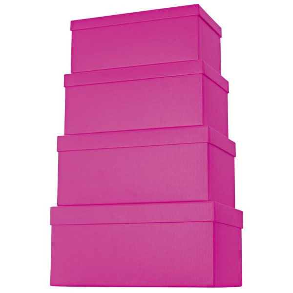 7613074024563 - Geschenkkarton One Colour hoch 4-teilig mit Rillenprägung pink 7613074024563 STEWO 4 Stück