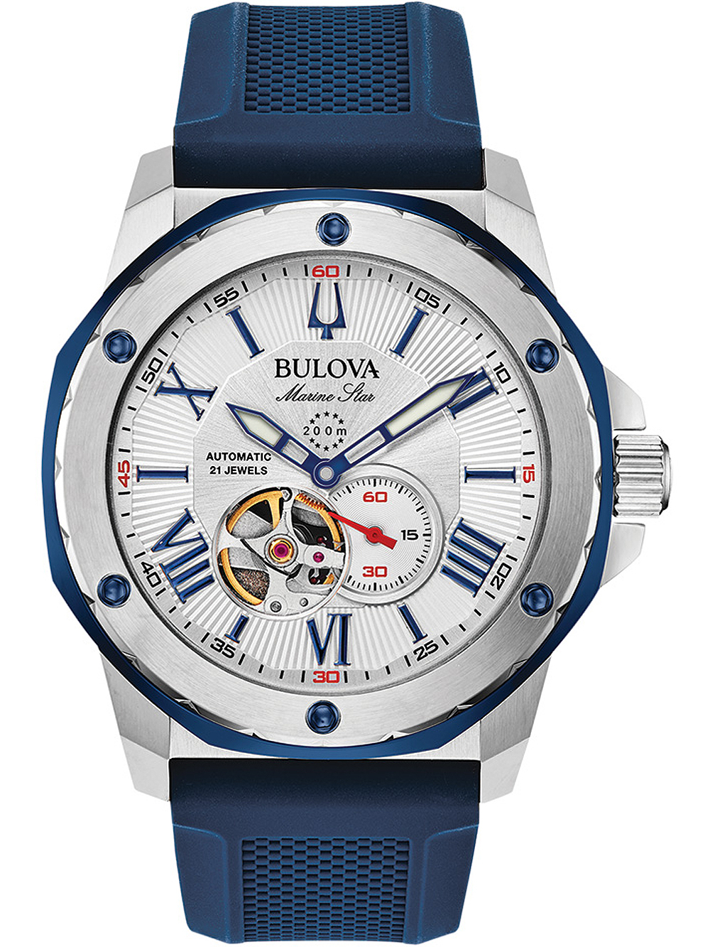7613077566732 - Mechanische Uhr BULOVA 98A225 Armbanduhren blau Herren Armbanduhr Herrenuhr Automatik Silikonarmband 7613077566732 - Mechanische Uhr BULOVA 98A225 Armbanduhren blau Herren Armbanduhr Herrenuhr Automatik Silikonarmband