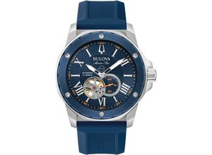 7613077592908 - Automatikuhr BULOVA 98A303 Armbanduhren blau Herren Automatikuhren Armbanduhr Herrenuhr Silikonarmband wasserdicht bis 20 bar