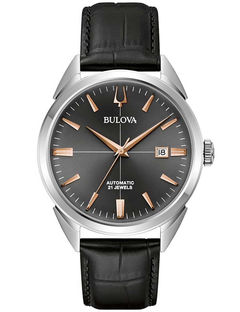 7613077596975 - Automatikuhr BULOVA 96B422 Armbanduhren schwarz Damen Armbanduhr Herrenuhr Damenuhr Lederarmband Saphirglas