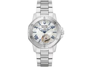 7613077597811 - Automatikuhr BULOVA Automatic Armbanduhren silberfarben (silberfarben perlmuttfarben) Damen Automatikuhren Armbanduhr Damenuhr bis 10 bar wasserdicht Saphirglas