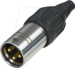 7613187011962 - XLR 3p Connector Male TOP - Goldkontakte Edelstahlgehäuse