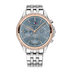 7613272300407 - Multifunktionsuhr TOMMY HILFIGER DRESSED UP 1781976 Armbanduhren silberfarben Damen Quarzuhren Quarzuhr Armbanduhr Damenuhr Datum Tachymeter Glaskristalle