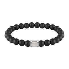 7613272393577 - Armband BOSS Schmuck Edelstahl Armschmuck Beadarmband BEADS FOR HIM Armbänder Gr M Edelstahl schwarz (edelstahlfarben schwarz schwarz) Herren Edelstahlarmband Edelstahlarmbänder mit Onyx