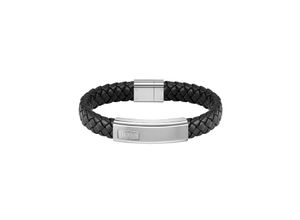 7613272444040 - Armband BOSS Schmuck Edelstahl Armschmuck Lederarmband LANDER Armbänder Gr M Edelstahl-Leder schwarz (edelstahlfarben schwarz) Herren Hochzeitsmode mit Zirkonia (synth)