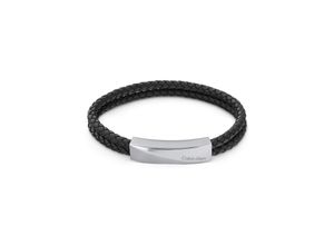 7613272464000 - Lederarmband CALVIN KLEIN Schmuck Edelstahl Armschmuck Wickelarmband Armbänder Gr Leder-Edelstahl grau (schwarz edelstahlfarben) Herren Lederarmbänder