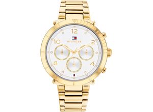 7613272468763 - Multifunktionsuhr TOMMY HILFIGER Emery 1782490 Armbanduhren goldfarben Damen Quarzuhren Quarzuhr Armbanduhr Damen Datum Glaskristalle 1224-Std-Anzeige