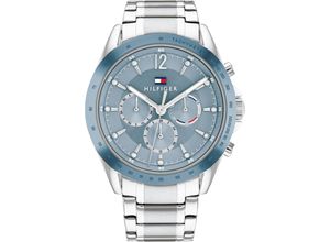 7613272491501 - Multifunktionsuhr TOMMY HILFIGER SPORT 1782554 Armbanduhren silberfarben Damen Quarzuhren Quarzuhr Armbanduhr Damen Datum Glaskristalle 1224-Std-Anzeige