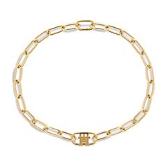 7613272492393 - Kette mit Anhänger TOMMY HILFIGER Schmuck Edelstahl Halsschmuck Ankerkette Halsketten Gr Edelstahl Länge 405 cm Breite 8 mm gelb (gelbgoldfarben) Damen Ketten mit Anhänger