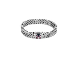 7613272492676 - Armband TOMMY HILFIGER Schmuck Edelstahl Armschmuck Zopfkette Armbänder Gr Edelstahl bunt (edelstahlfarben dunkelblau dunkelrot) Herren Hochzeitsmode