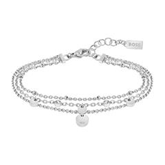 7613272494915 - Armband BOSS Schmuck Edelstahl Armschmuck Ankerkette IRIS Armbänder Gr Edelstahl silberfarben (edelstahlfarben kristallweiß kristallweiß) Damen Armbänder Silber mit Glasstein