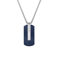 7613272495141 - Kette mit Anhänger BOSS Schmuck Edelstahl Halsschmuck Venezianerkette ORLADO Halsketten Gr Edelstahl Länge 61 cm Breite 3 mm blau (edelstahlfarben blau) Herren Ketten mit Anhänger