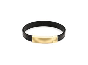 7613272501590 - Lederarmband CALVIN KLEIN Schmuck Edelstahl Armschmuck Lederarmband Armbänder Gr Leder-Edelstahl goldfarben (schwarz goldfarben) Herren Lederarmbänder