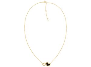 7613272521147 - Kette mit Anhänger TOMMY HILFIGER Schmuck Edelstahl Halsschmuck Ankerkette ENAMEL HEARTS Halsketten Gr Edelstahl Länge 51 cm goldfarben (goldfarben schwarz) Damen Ketten mit Anhänger