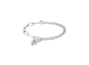 7613272522397 - Armband LACOSTE Schmuck Edelstahl Ankerkette CROCODILE Armbänder Gr Edelstahl silberfarben (edelstahlfarben kristallweiß kristallweiß) Damen Armbänder Silber mit Glasstein