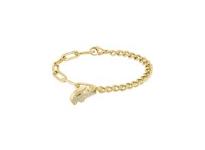 7613272522403 - Armband LACOSTE Schmuck Edelstahl Ankerkette CROCODILE Armbänder Gr Edelstahl goldfarben (gelbgoldfarben kristallweiß kristallweiß) Damen Trachtenmode mit Krokodil - zu Hoodie Shirt Polo Jeans Jacke Sneaker