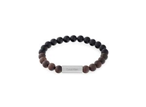 7613272524582 - Armband CALVIN KLEIN Schmuck Edelstahl Armschmuck Zugarmband Beads ARCHITECTURAL Armbänder Gr Holz-Edelstahl silberfarben (schwarz braun edelstahlfarben schwarz) Herren Hochzeitsmode mit Onyx