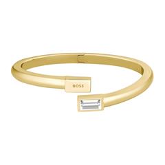 7613272528177 - Armreif BOSS Schmuck Edelstahl Armschmuck CLIA Armbänder Gr Edelstahl goldfarben (gelbgoldfarben kristallweiß transparent) Damen Armreifen mit Glasstein