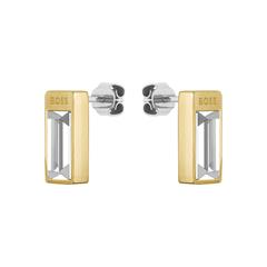 7613272528191 - Paar Ohrstecker BOSS Schmuck Edelstahl Ohrschmuck Ohrringe CLIA Gr Edelstahl gelb (gelbgoldfarben kristallweiß) Damen Ohrstecker mit Glasstein