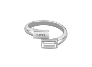 7613272528238 - Fingerring BOSS Schmuck Edelstahl Damenring CLIA Fingerringe Gr 55 Edelstahl 25 mm silberfarben (edelstahlfarben kristallweiß kristallweiß) Damen Fingerringe mit Glasstein