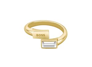 7613272528290 - Fingerring BOSS Schmuck Edelstahl Damenring CLIA Fingerringe Gr 55 Edelstahl 25 mm goldfarben (gelbgoldfarben kristallweiß kristallweiß) Damen Fingerringe mit Glasstein