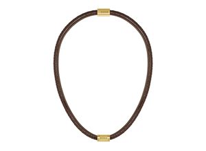 7613272528436 - Kette ohne Anhänger BOSS Schmuck Edelstahl Halsschmuck Lederhalskette Bead GALEN Halsketten Gr Leder-Edelstahl Länge 46 cm bunt (braun gelbgoldfarben) Herren Ketten ohne Anhänger zu Hoodie Shirt Jeans Sneaker Underwear HUGO BOSS ORANGE