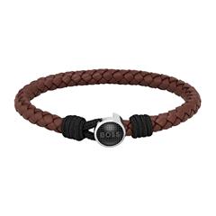 7613272528801 - Armband BOSS Schmuck Edelstahl Armschmuck THAD Armbänder Gr Leder-Edelstahl braun (braun schwarz) Herren Lederarmband Lederarmbänder