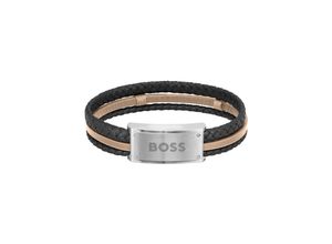 7613272530378 - Armband BOSS Schmuck Edelstahl Armschmuck Lederarmband GALEN Armbänder Gr Leder-Edelstahl braun (braun schwarz) Herren Lederarmband Lederarmbänder zu Hoodie Shirt Jeans Sneaker Underwear HUGO BOSS ORANGE