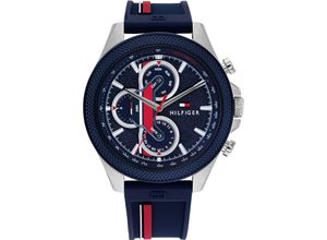 7613272540643 - Multifunktionsuhr TOMMY HILFIGER SPORT 1792083 Armbanduhren blau (blau rot weiß) Herren Hochzeitsmode Quarzuhr Armbanduhr Herrenuhr Datum 1224-Std-Anzeige analog